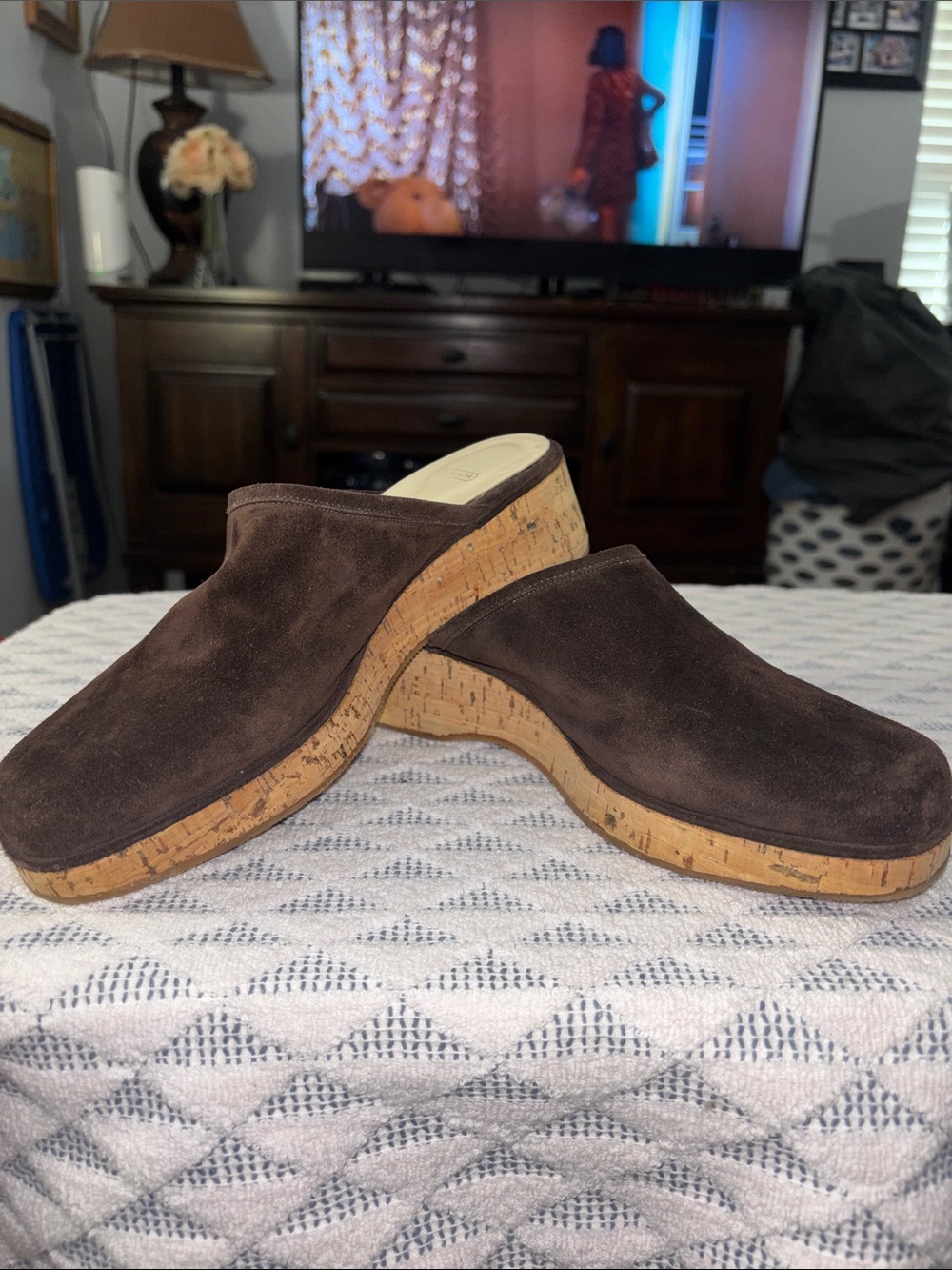 Coach Imogen Suede Heeled Clog-Espresso